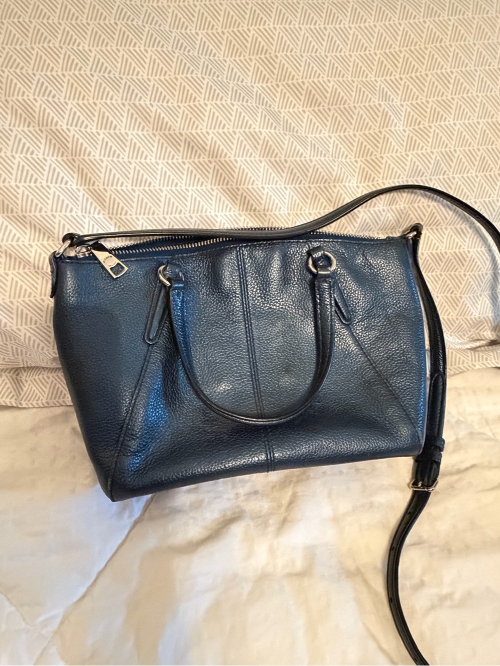 Navy Coach Small Leather Handbag - Women Bags